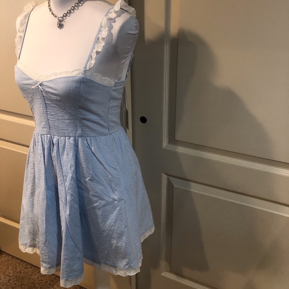 Altar'd State Light Blue and White Striped Sundress - Picture 2 of 5